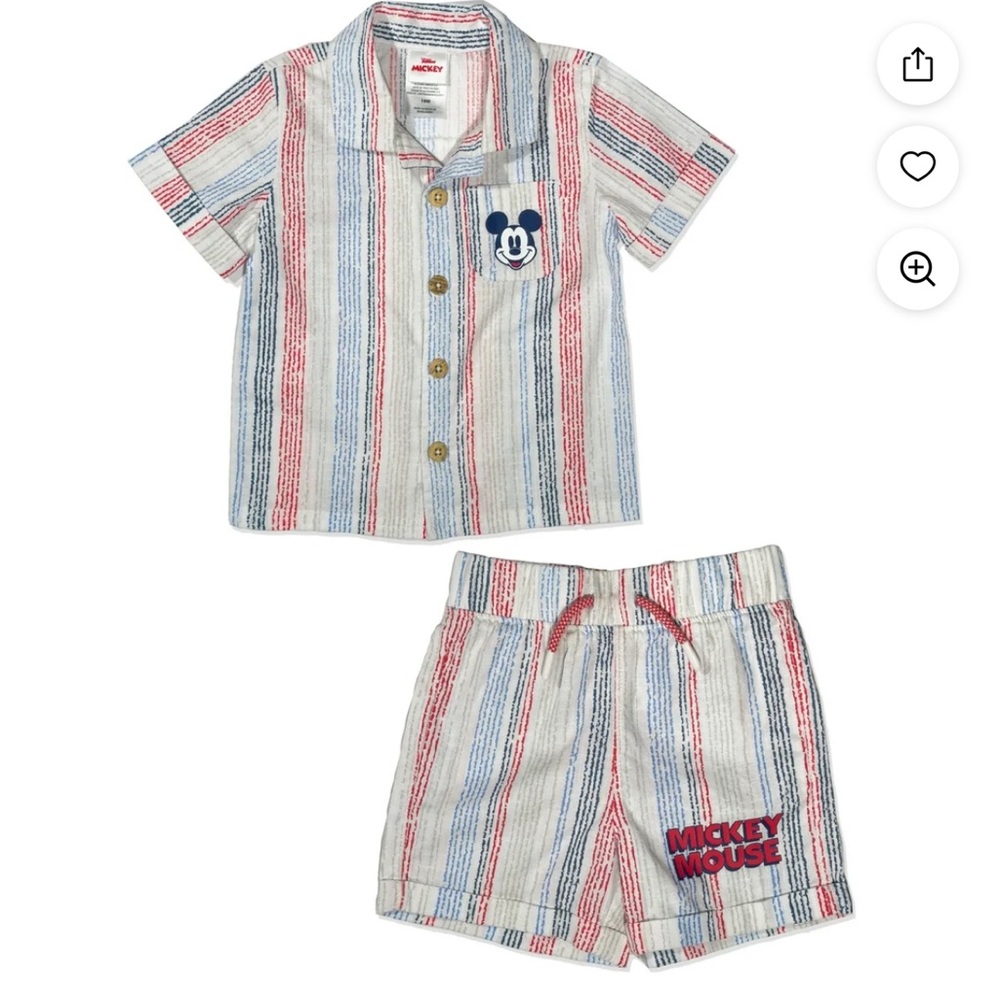 NWT Disney Mickey Mouse Red and Blue Striped matching set size 4t